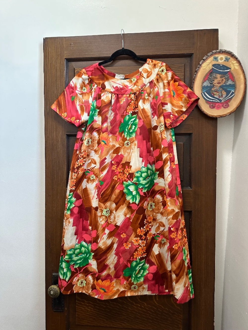 Vintage 70s Loki Lani MuuMuu Tropical Floral Print Maxi Dress